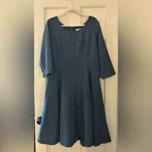 British Boden Kate Teal Wool Polka Dot Midi Dress UK 20 L US 16 L Excellent